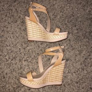 Nude Ankle Strap Wedges